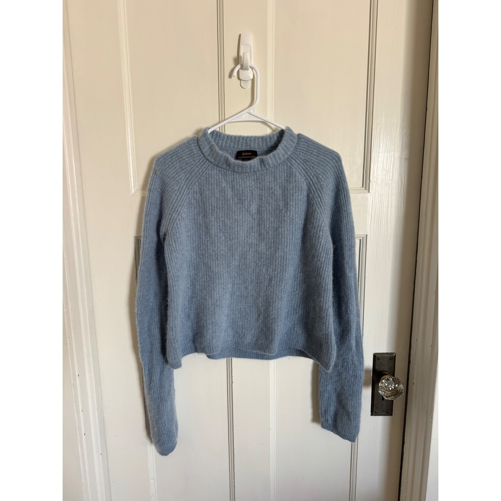 Quince Mongolian cashmere fisherman crewneck sweater in faded denim size medium